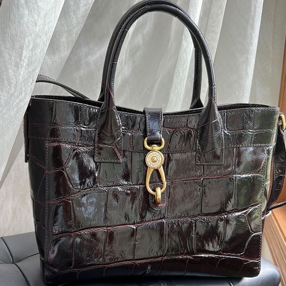Dooney & Bourke - Pembroke Large Amelie Tote - Espresso Croco Embossed